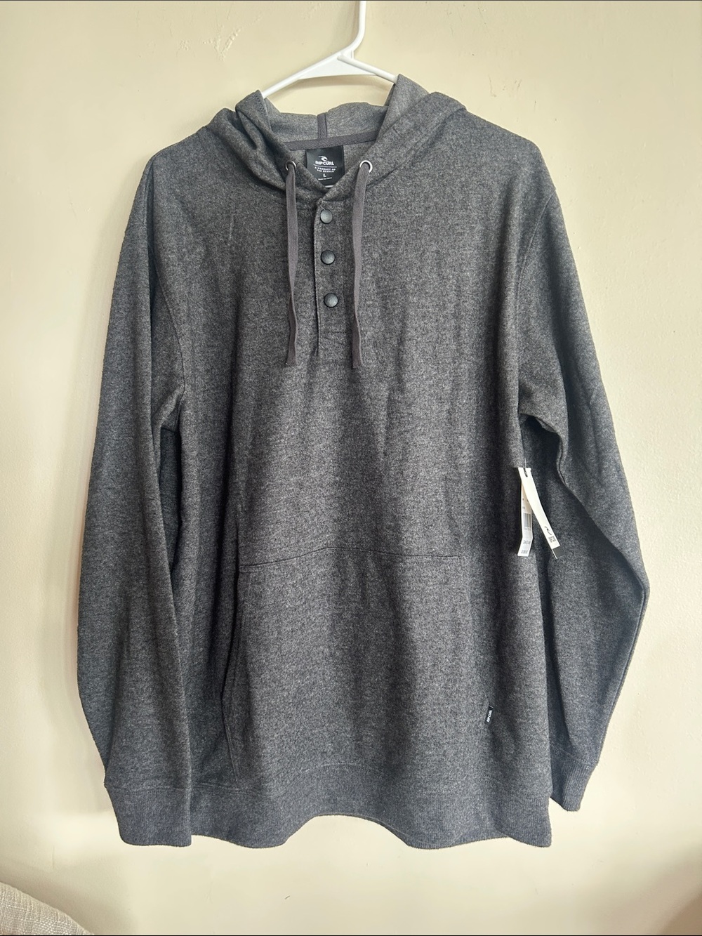 Rip Curl Charcoal Gray Hooded Henley Pullover